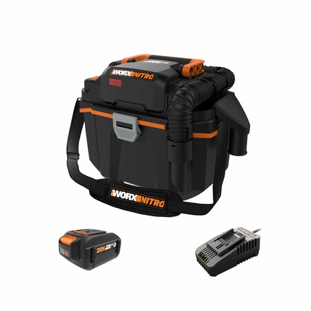 WORX NITRO 20V Cordless 2.1 Gallon Wet/Dry Vacuum, Brushless Motor, with 4.0 Ah Battery & Quick Charger WX031L